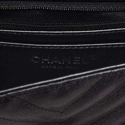 Chanel Metallic Caviar Chevron Quilted Mini Rectangular Flap Black 7 of 8