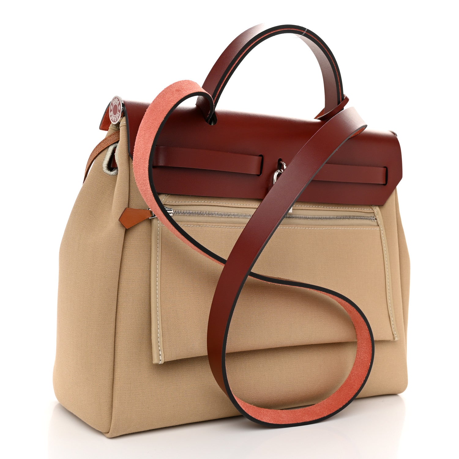 Hermes Toile Militaire Vache Hunter Laque Herbag Zip Retourne 31 PM Rouge H Beton 4 of 12