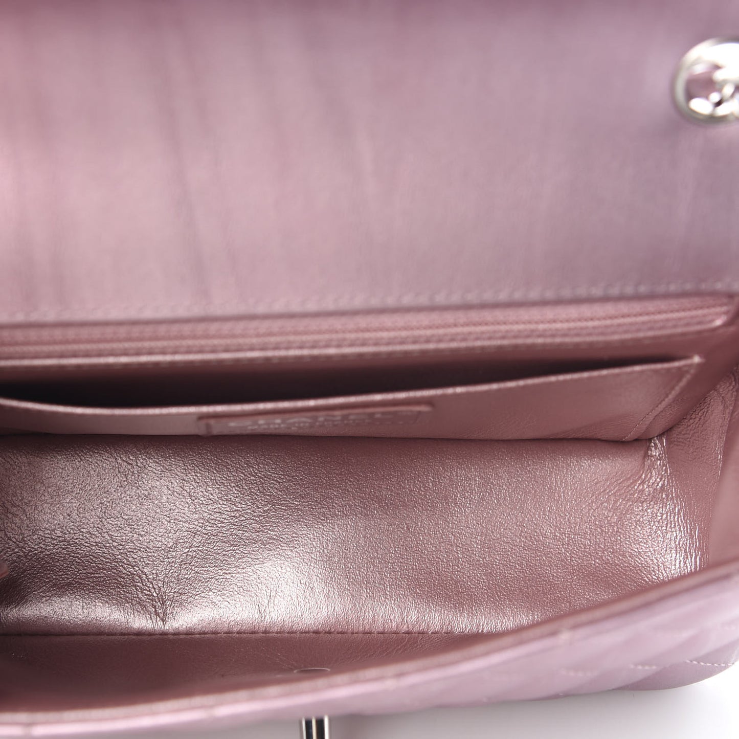 Metallic Calfskin Quilted Mini Rectangular Flap Pink