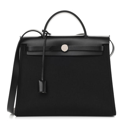 Hermes Military Toile Vache Hunter Herbag Zip PM 31 Black 3 of 13
