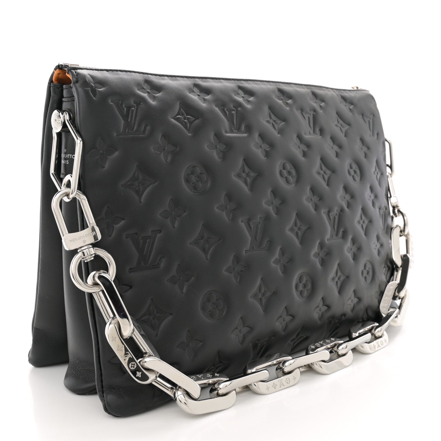 Louis Vuitton Lambskin Embossed Monogram Coussin MM Black 3 of 12