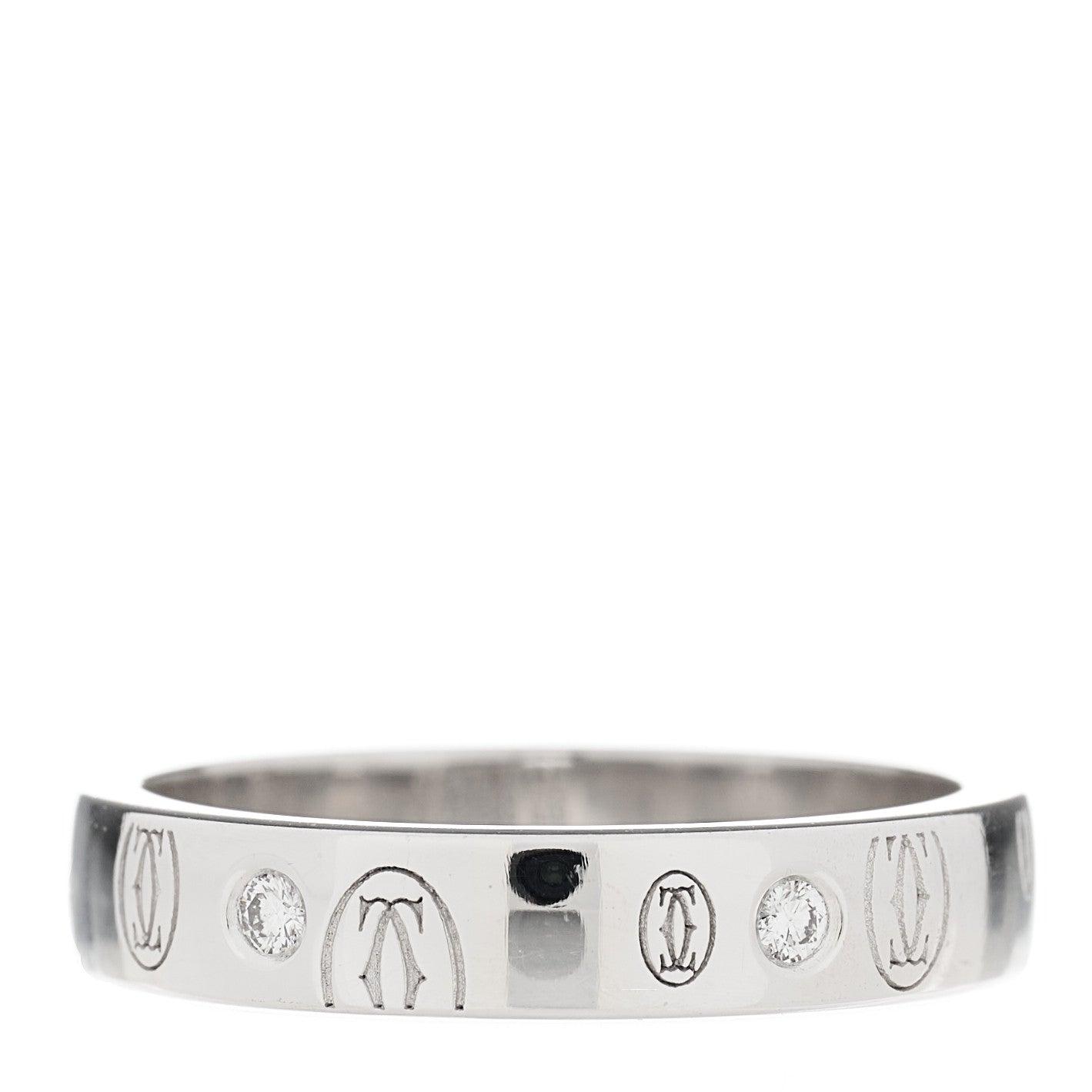 18K White Gold Diamond 4mm Happy Birthday Band Ring 54 6.75