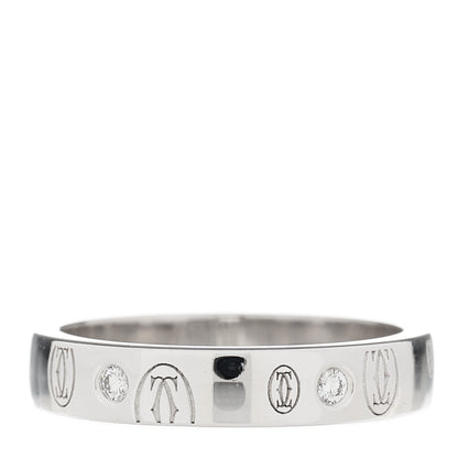 Cartier 18K White Gold Diamond 4mm Happy Birthday Band Ring 54 6.75 3 of 5