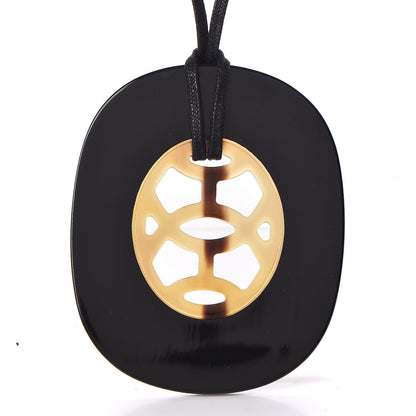 Hermes Buffalo Horn Lacquer Lift Necklace GM Black 5 of 7