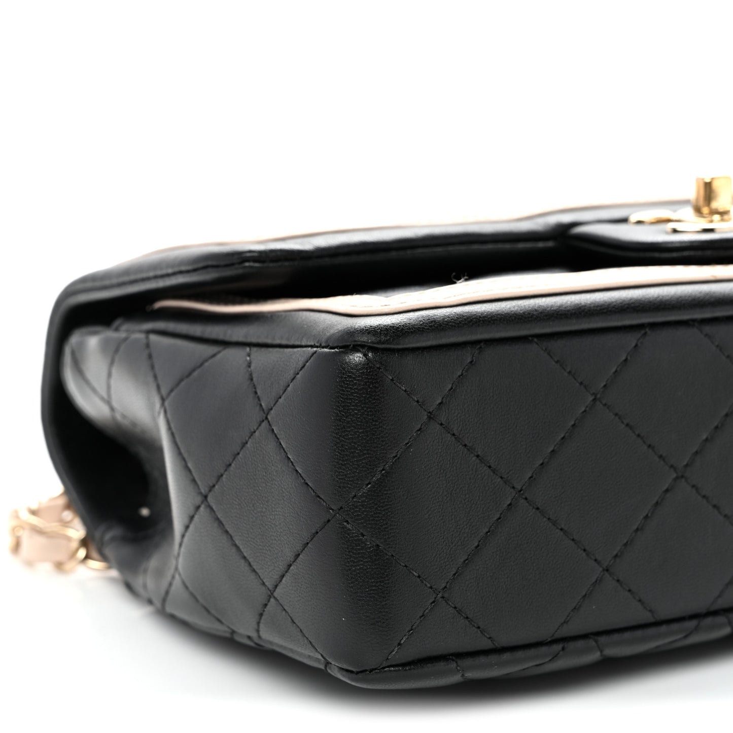 Lambskin Quilted Bicolor Flap Black Beige