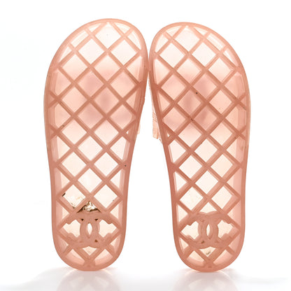 Chanel PVC Transparent CC Flat Slide Sandals 37 Pink 5 of 8