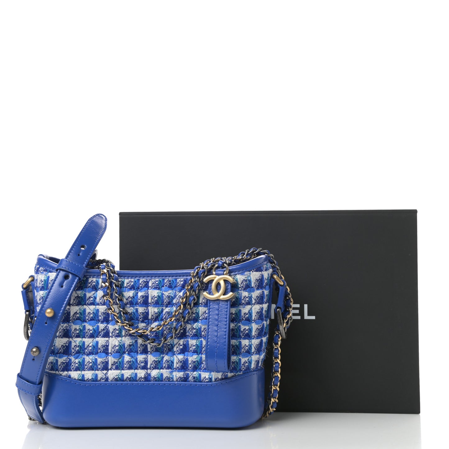 Tweed Calfskin Small Gabrielle Hobo Royal Blue