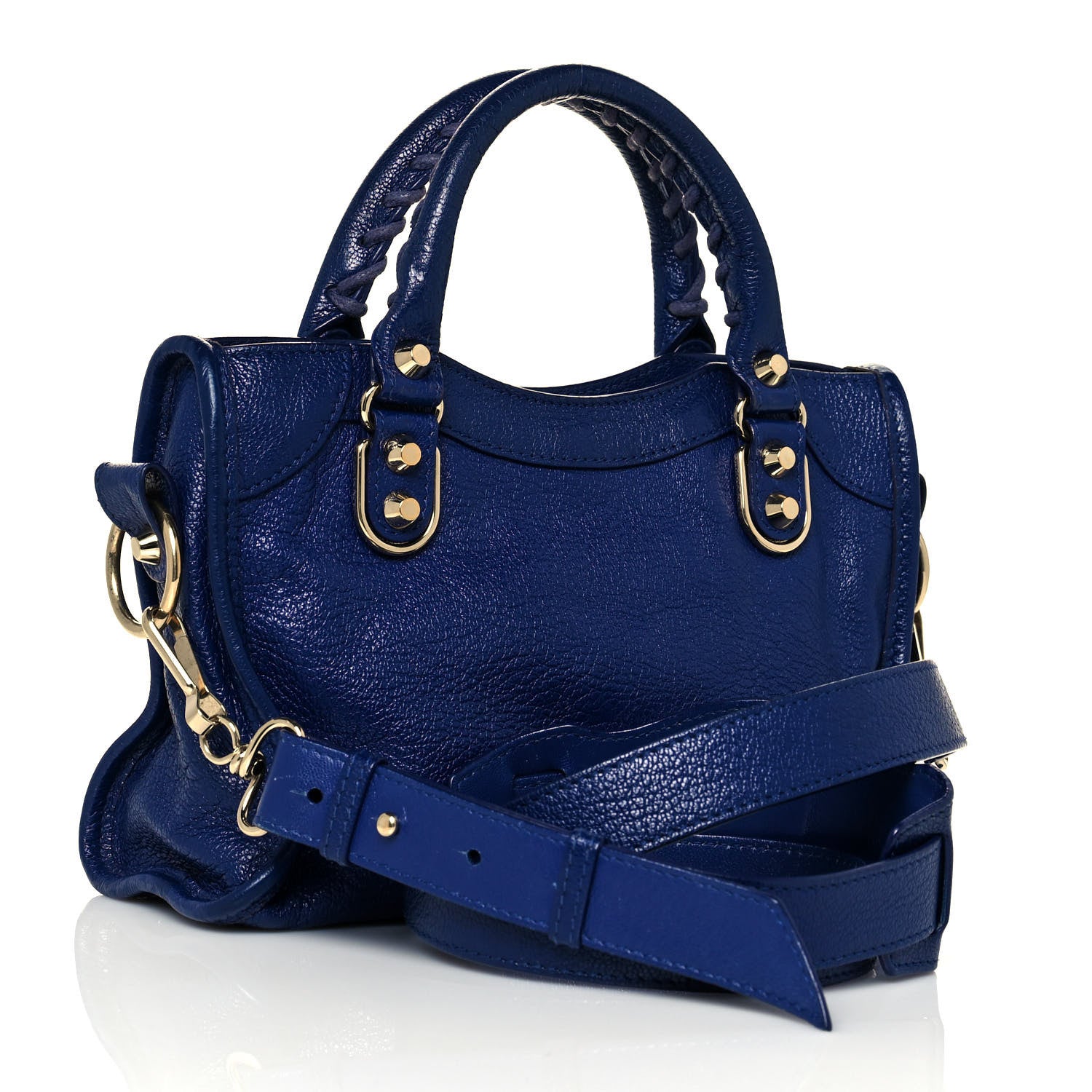 Balenciaga Chevre Gold Metallic Edge Hardware Mini City Bleu Roi 3 of 12