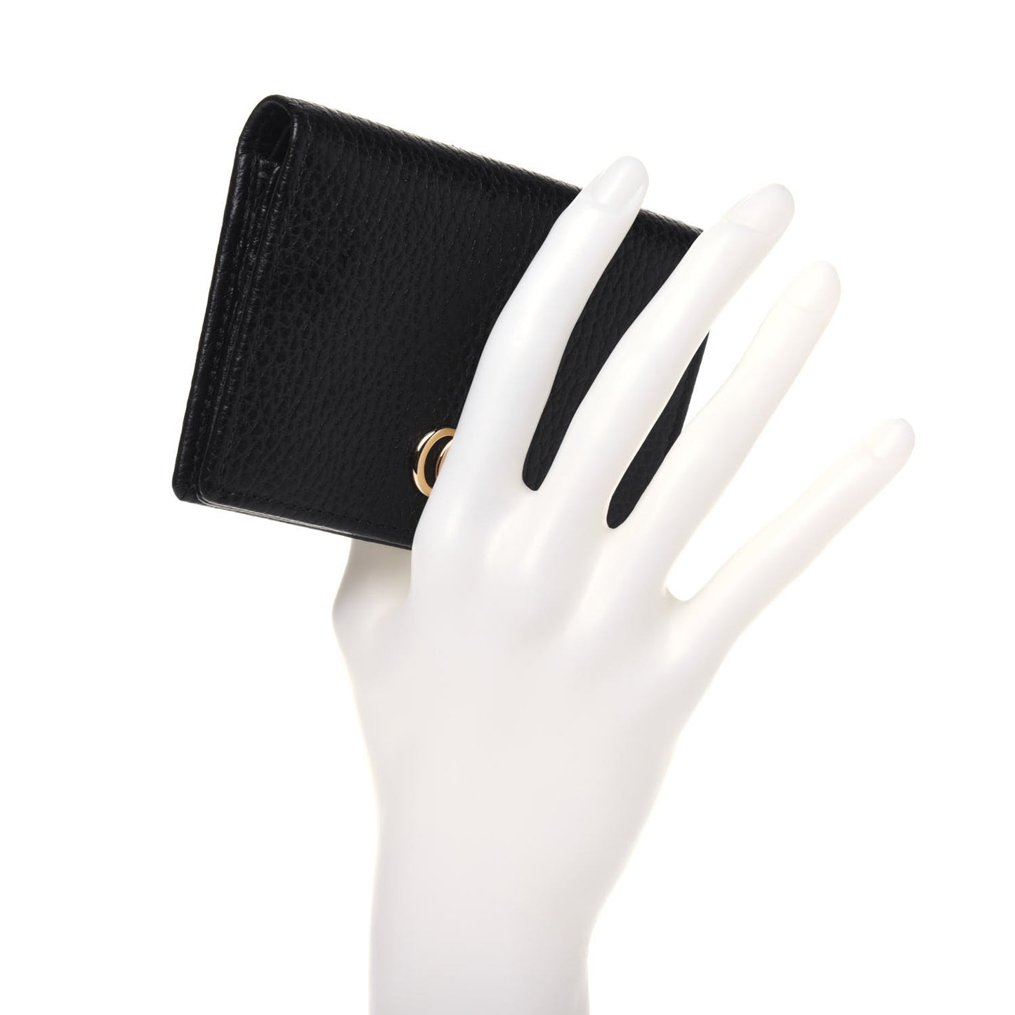 Pebbled Calfskin GG Marmont Card Case Black