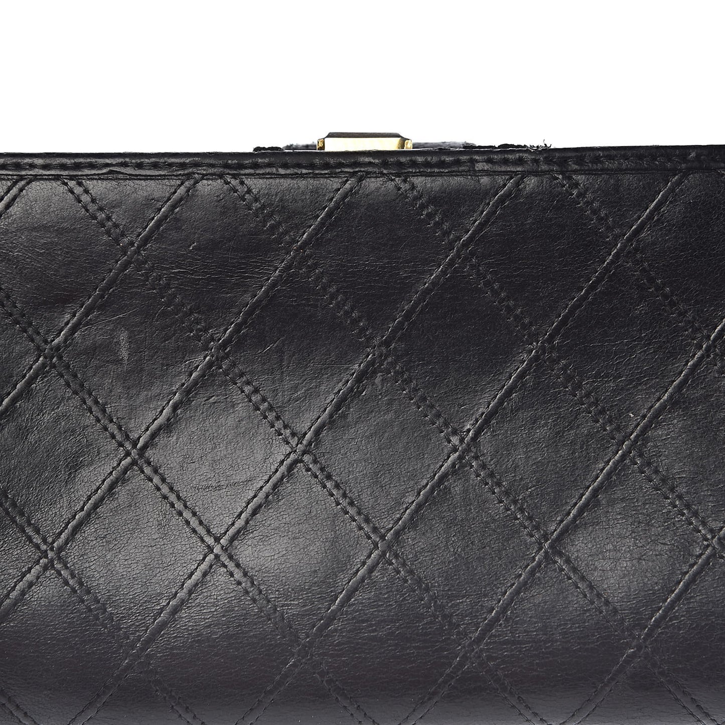 Lambskin Diamond Stitched French Wallet Black
