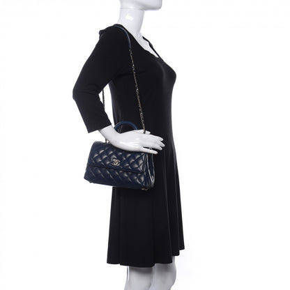 Chanel Caviar Quilted Lizard Embossed Mini Coco Handle Flap Navy Blue 2 of 10