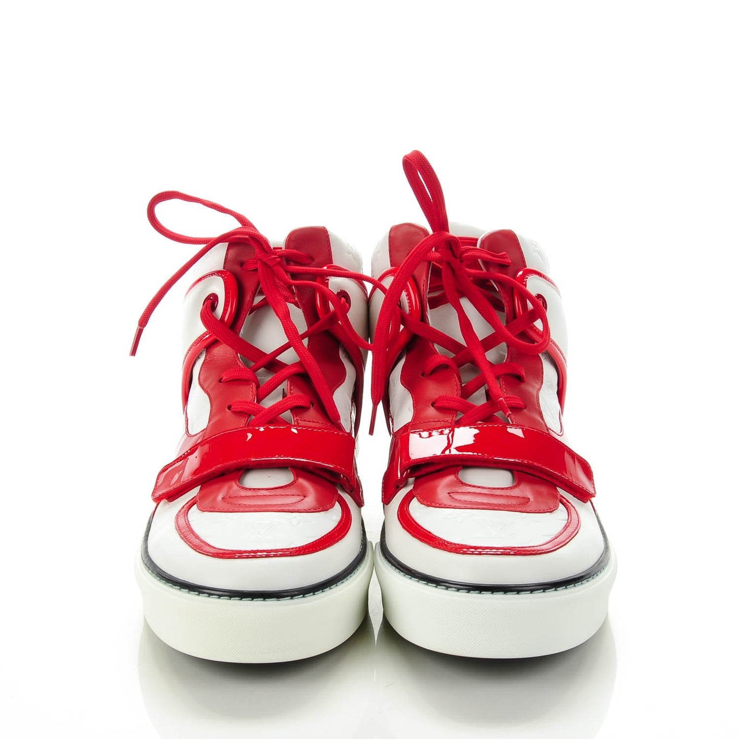 Calfskin Patent Tower High Top Sneakers 10 White Rouge