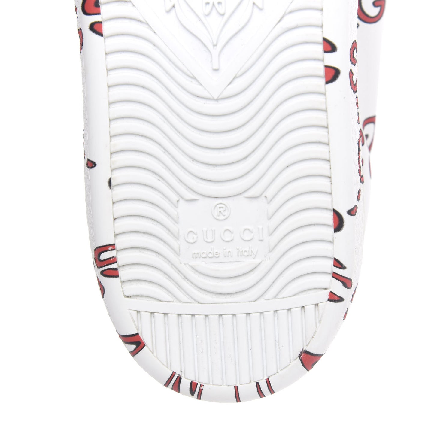 Calfskin GucciGhost Print Womens Ace Sneakers 39 White Hibiscus Red