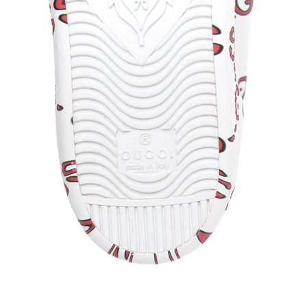 Gucci Calfskin GucciGhost Print Womens Ace Sneakers 39 White Hibiscus Red 8 of 10