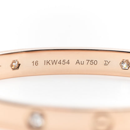Cartier 18K Pink Gold 4 Diamond LOVE Bracelet 16 5 of 8