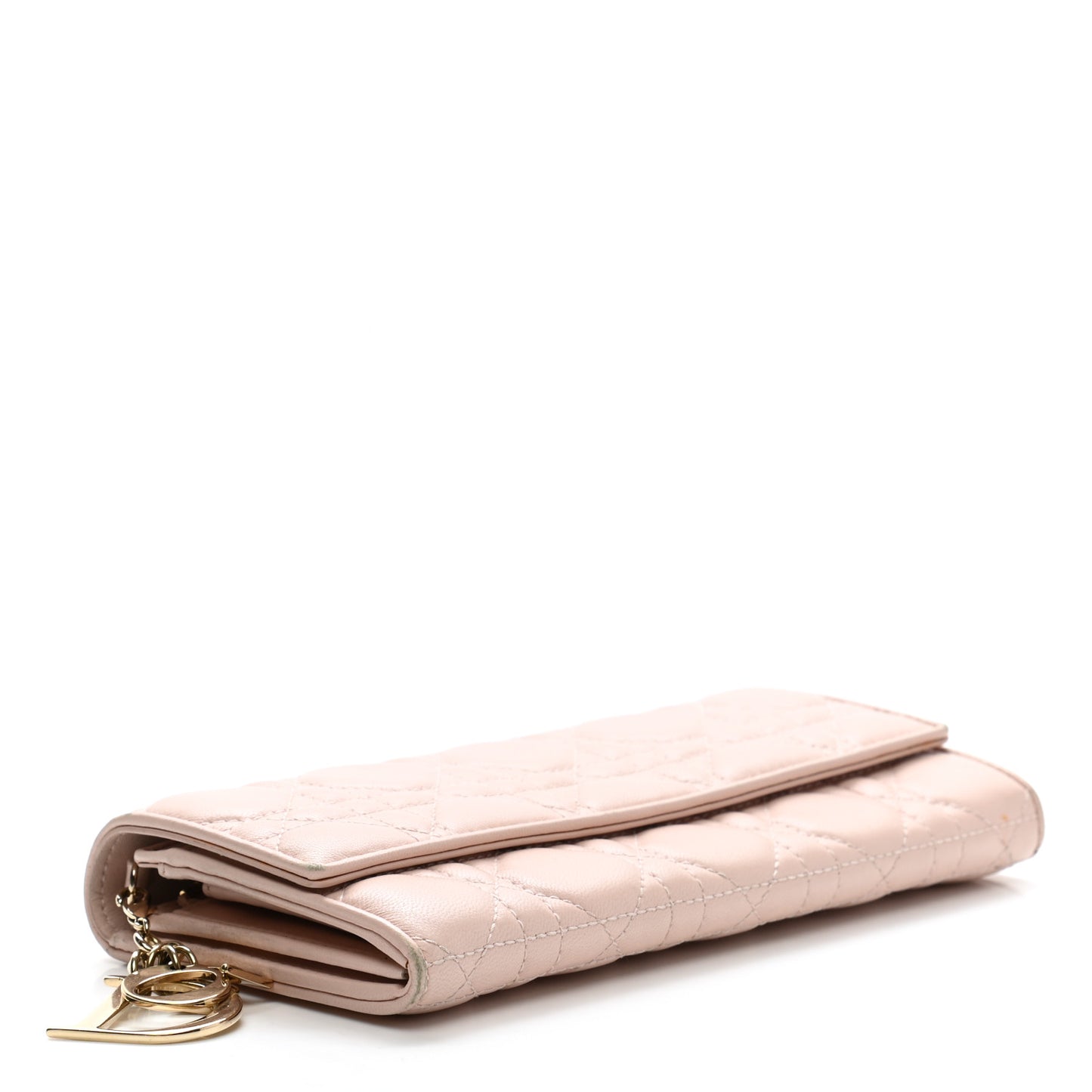 Lambskin Cannage Lady Dior Flap Wallet Light Pink