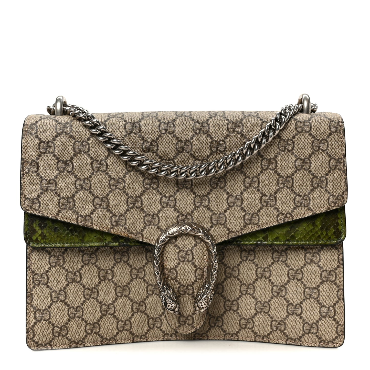 GG Supreme Monogram Snakeskin Medium Dionysus Shoulder Bag Green