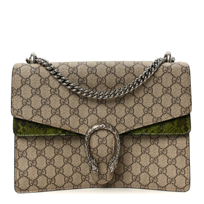 Gucci GG Supreme Monogram Snakeskin Medium Dionysus Shoulder Bag Green 1 of 10