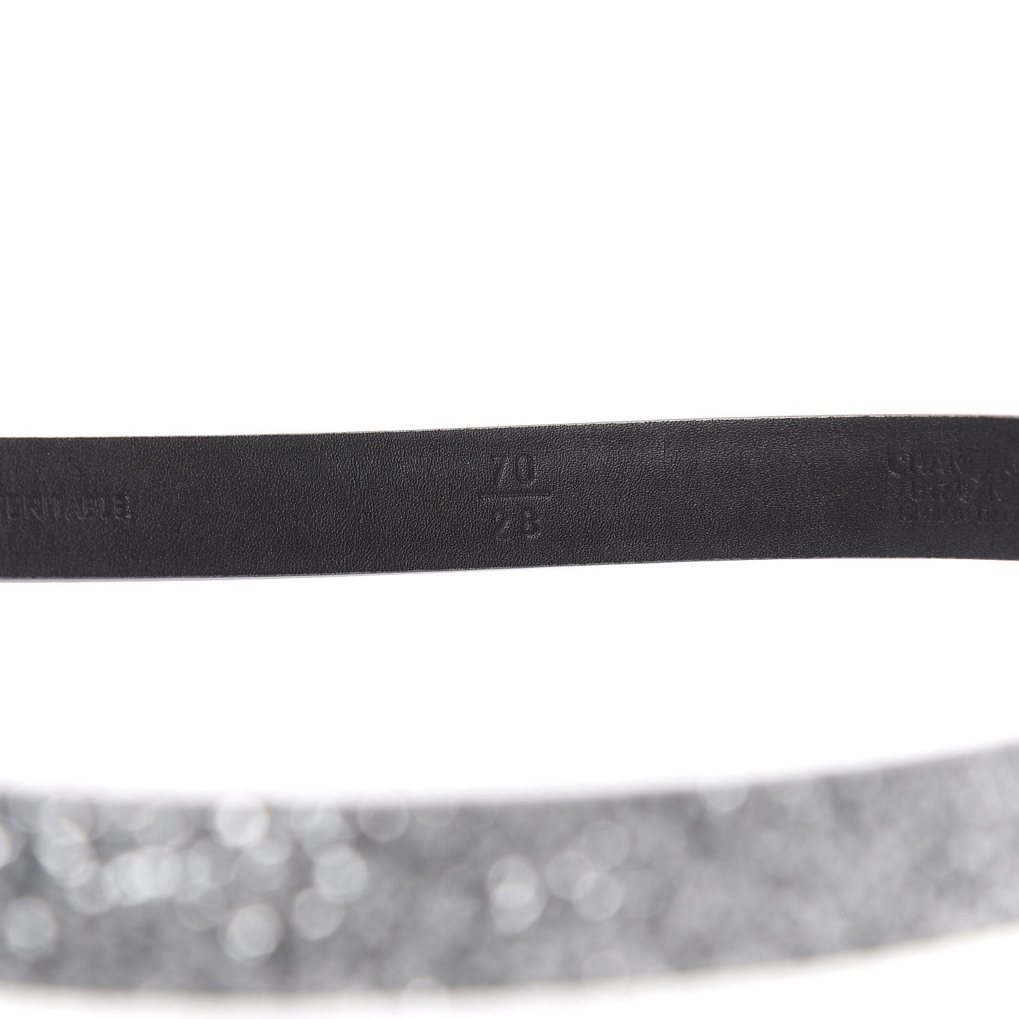 Glitter Calfskin CC Logo Skinny Belt 70 28 Silver