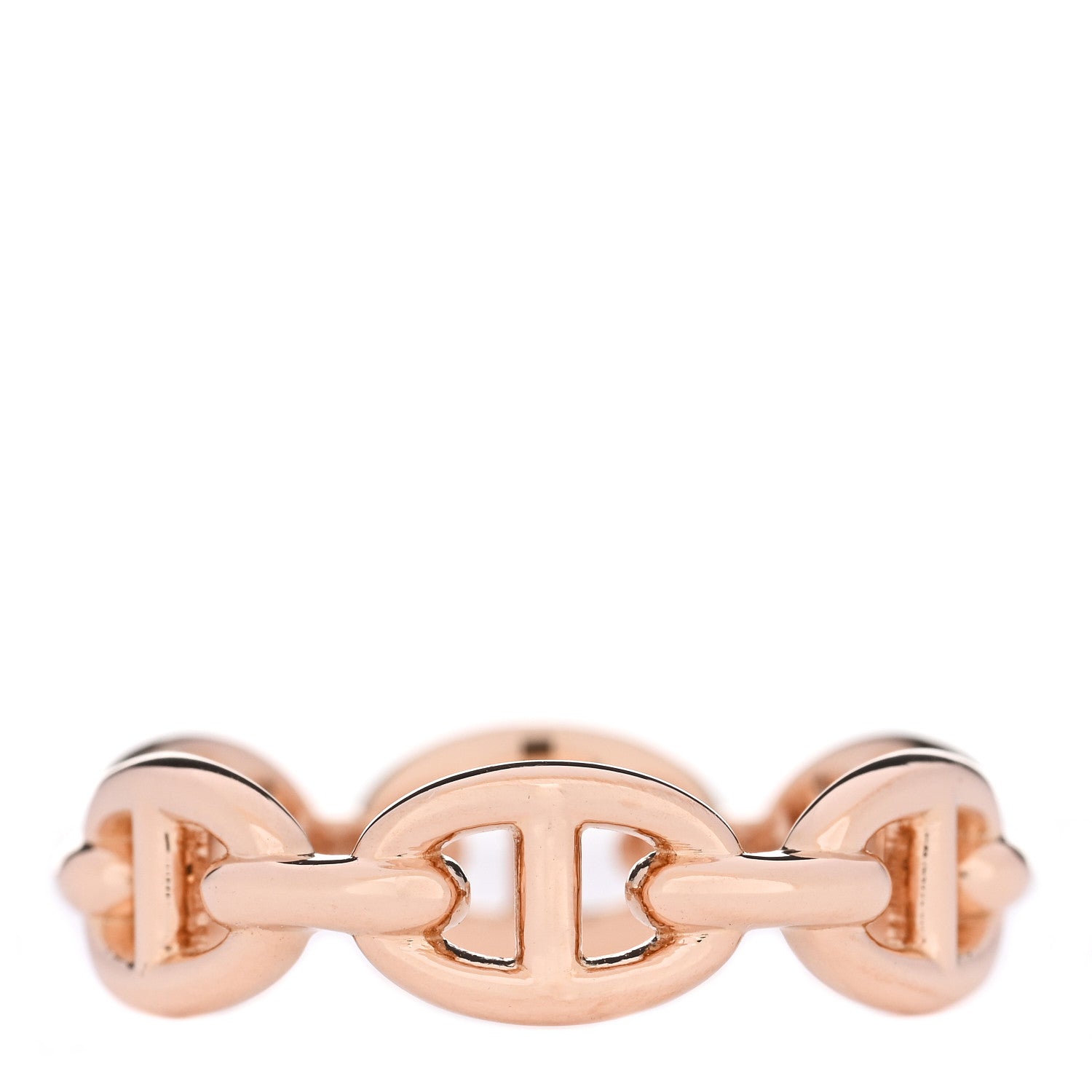 Hermes 18K Rose Gold PM Chaine d'Ancre Enchainee Ring 53 6.5 1 of 7