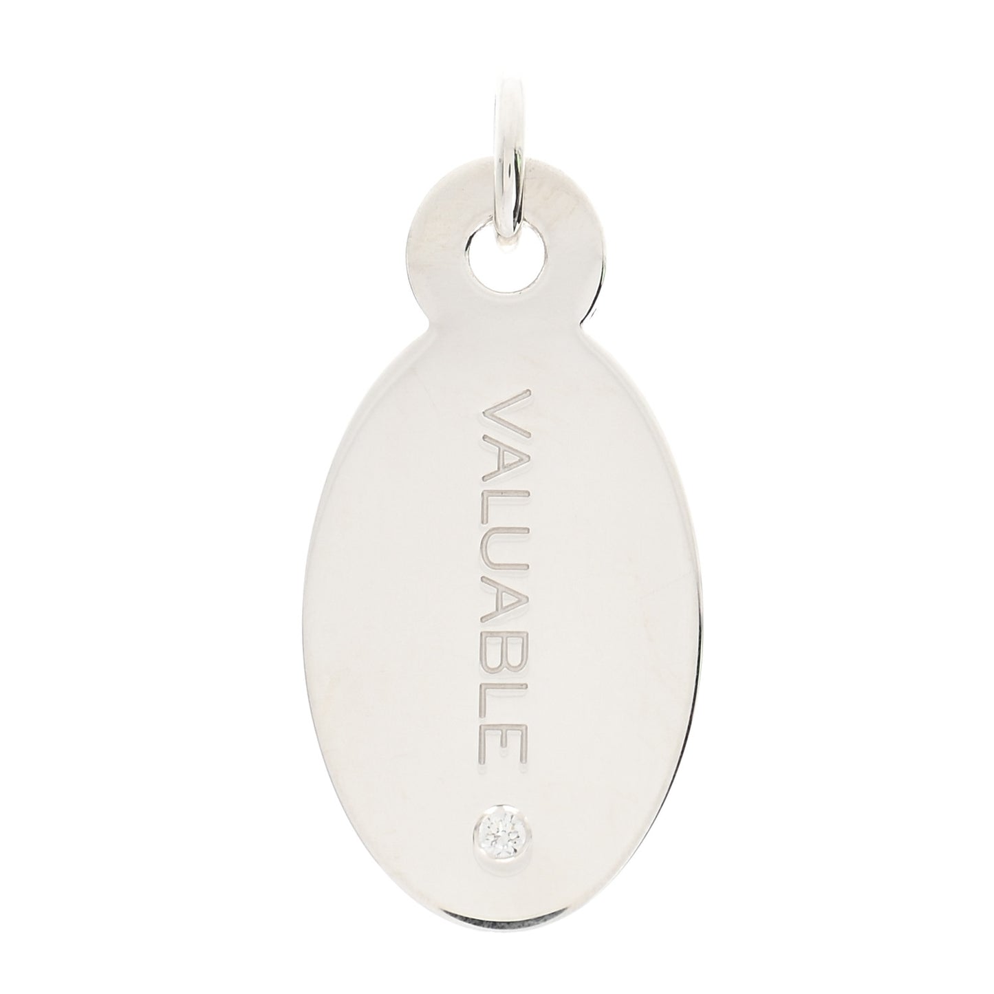 Sterling Silver Diamond Valuable Oval Tag Charm