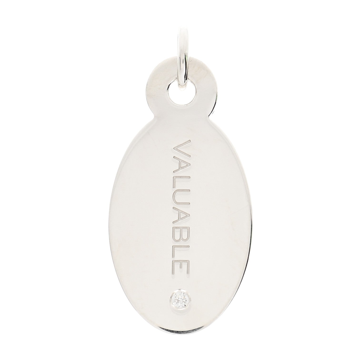 Tiffany Sterling Silver Diamond Valuable Oval Tag Charm 1 of 4