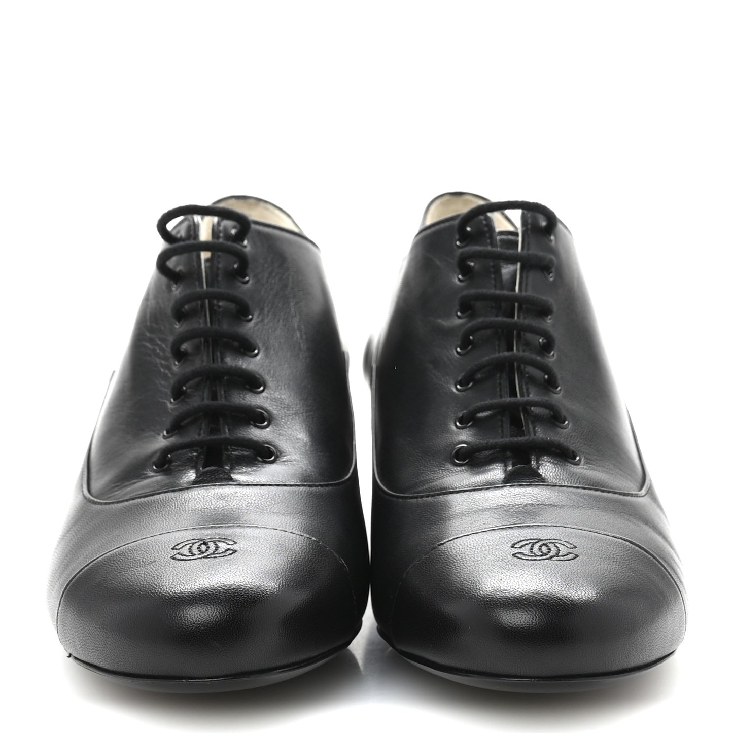 Smooth Lambskin Lace Up Shoes 39 Black
