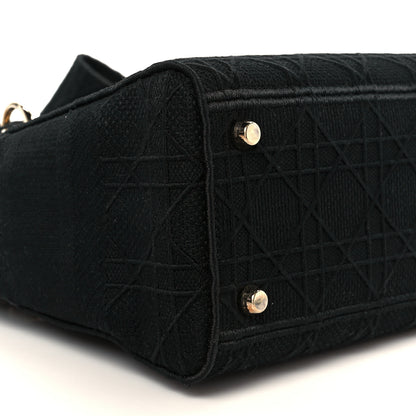 Christian Dior Canvas Embroidered Cannage Medium Lady D-Lite Black 9 of 10