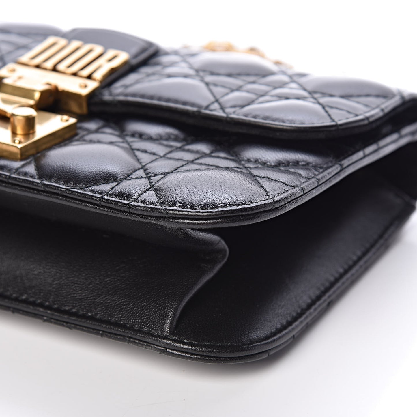 Lambskin Cannage Small Dioraddict Flap Bag Black