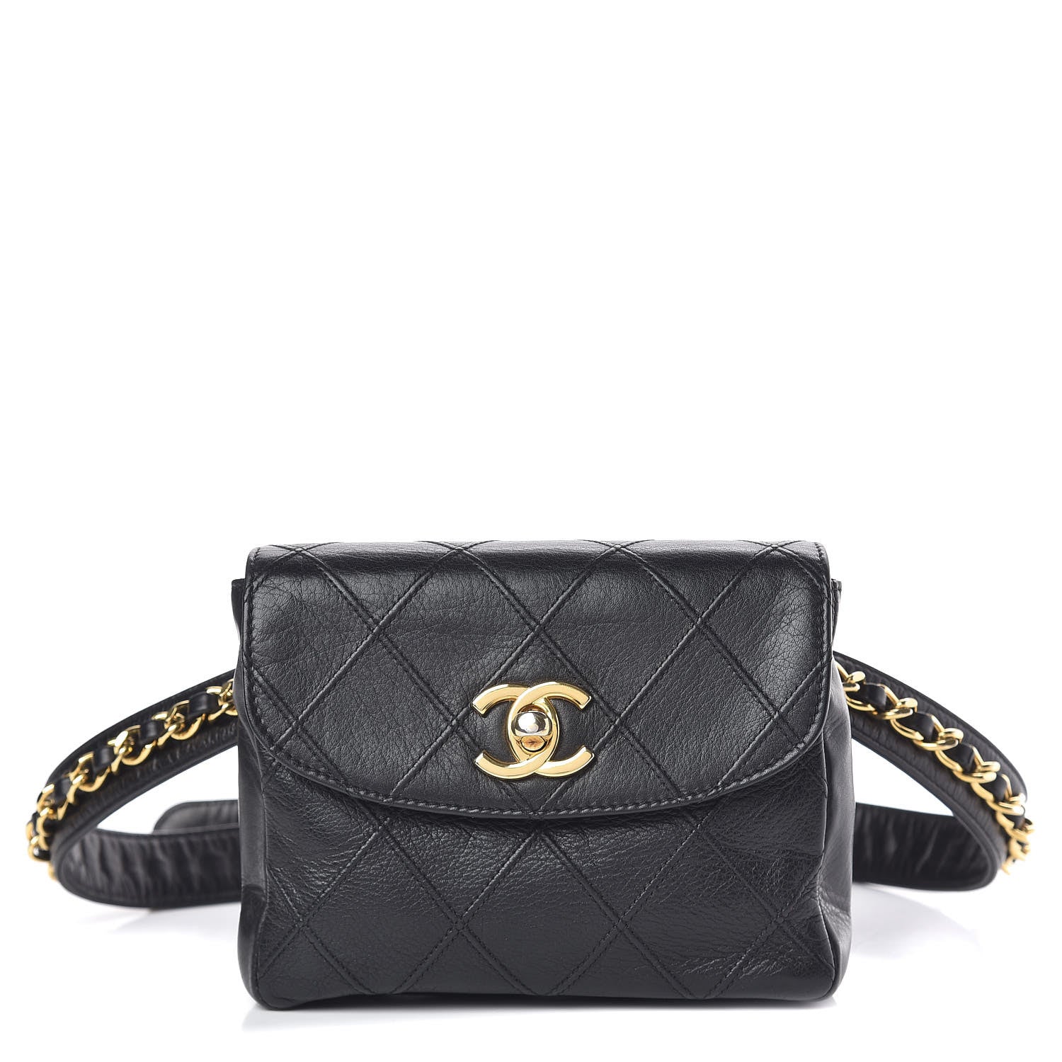 Chanel Calfskin Quilted Flap Waist Belt Bag Black 1 of 12