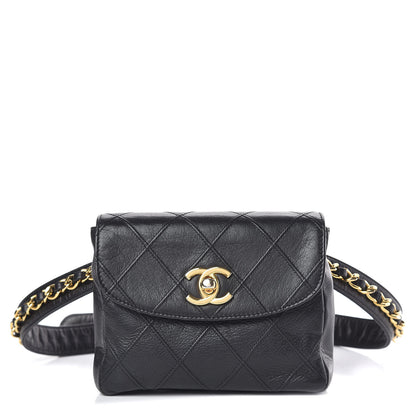 Chanel Calfskin Quilted Flap Waist Belt Bag Black 1 of 12
