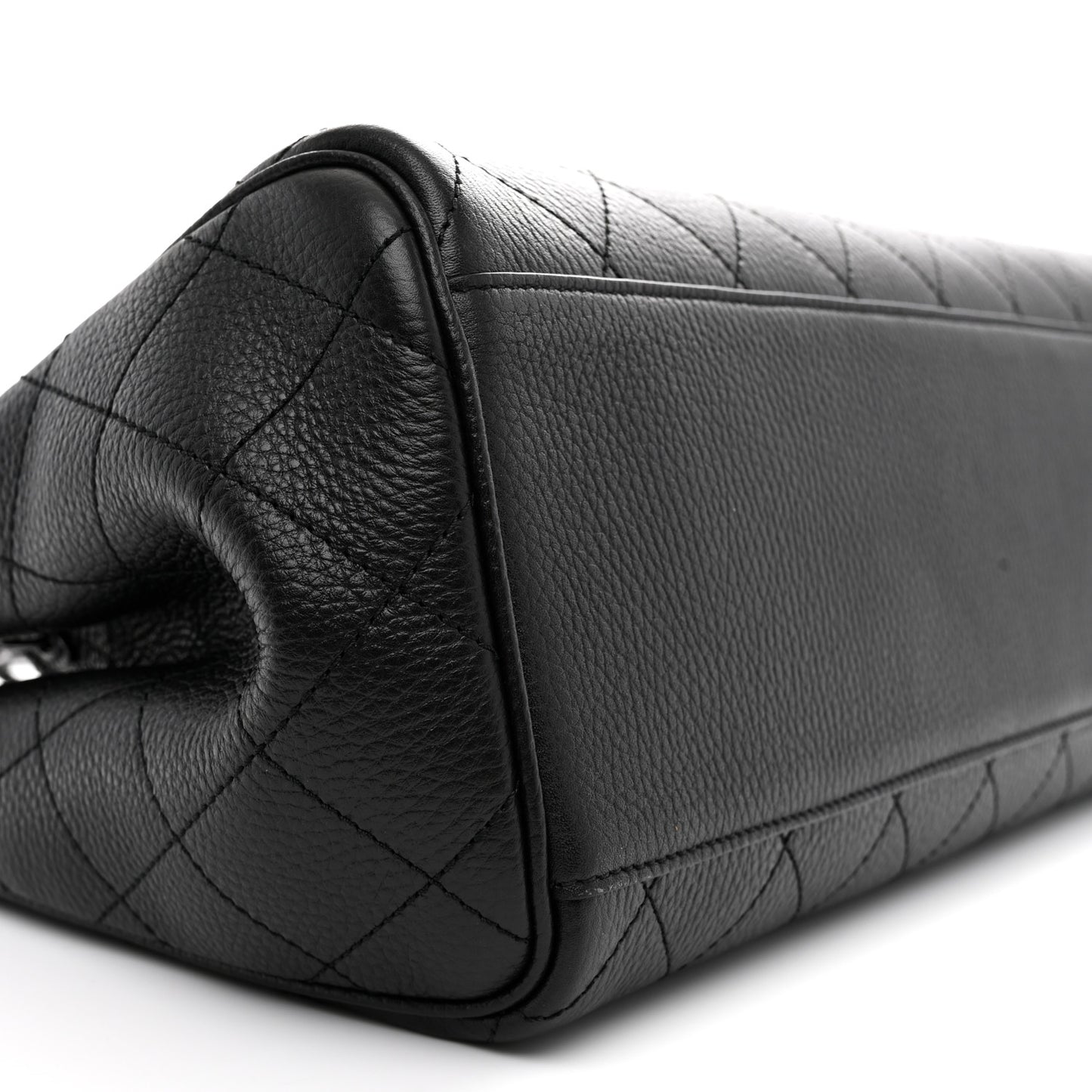 Grained Calfskin Stitched Urban Essentials Large Shopping Bag Black