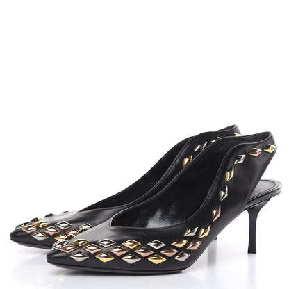 Louis Vuitton Calfskin Studded Gold Rush Slingback Pumps 36 Black 3 of 8