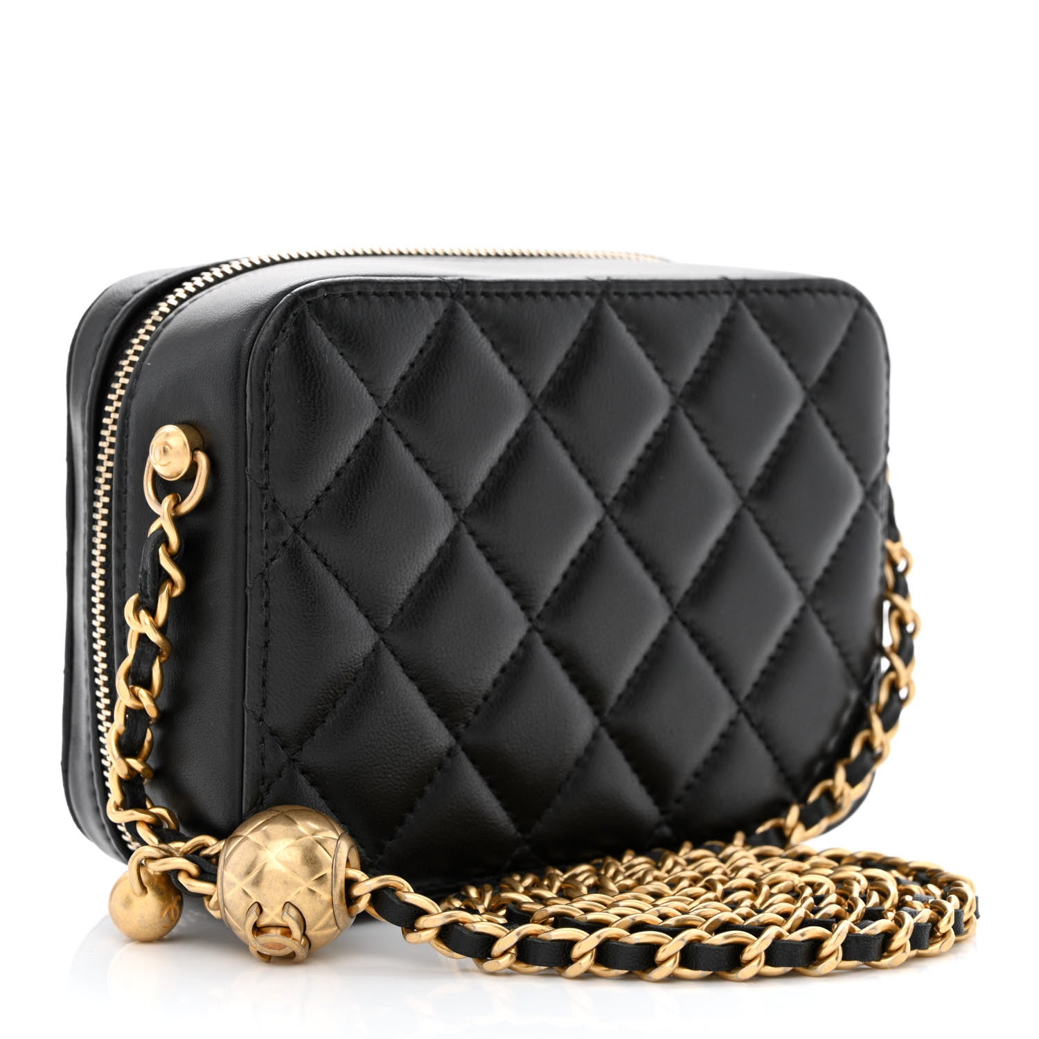 Chanel Lambskin Quilted CC Pearl Crush Camera Case Black 3 of 11
