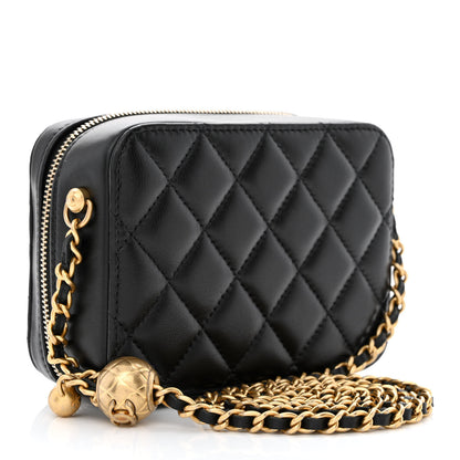 Chanel Lambskin Quilted CC Pearl Crush Camera Case Black 3 of 11