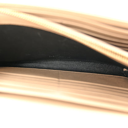 Saint Laurent Grain De Poudre Matelasse Chevron Monogram Chain Wallet Dark Beige 5 of 14