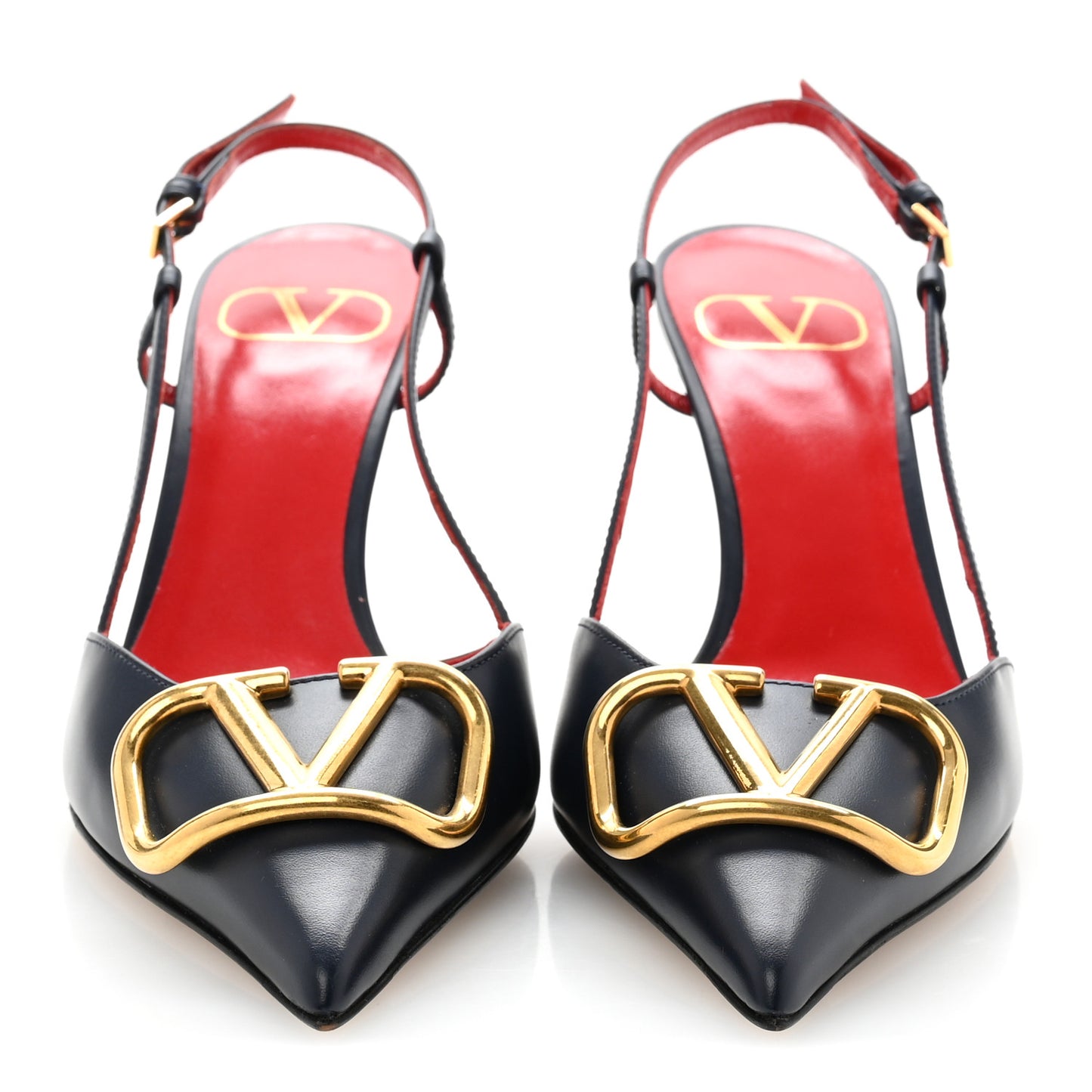 Calfskin Vlogo Slingback 80mm Pumps 37 Marine
