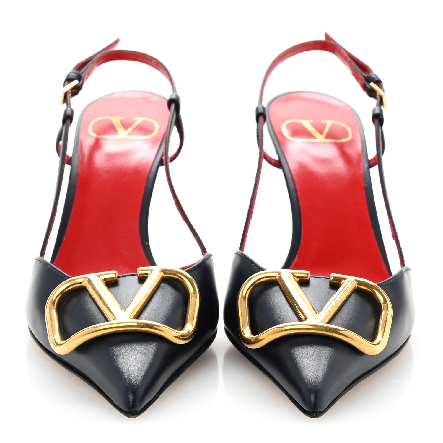 Valentino Garavani Calfskin Vlogo Slingback 80mm Pumps 37 Marine 3 of 11