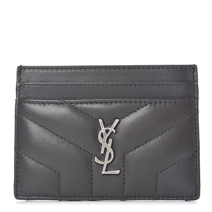 Saint Laurent Calfskin Y Quilted Monogram LouLou Credit Card Case Asphalt 1 of 9