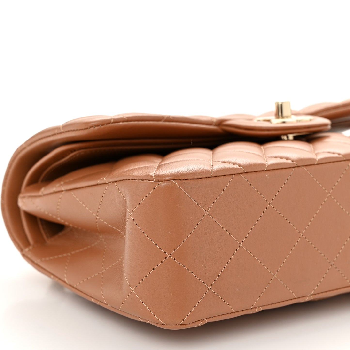 Lambskin Quilted Small Double Flap Brown