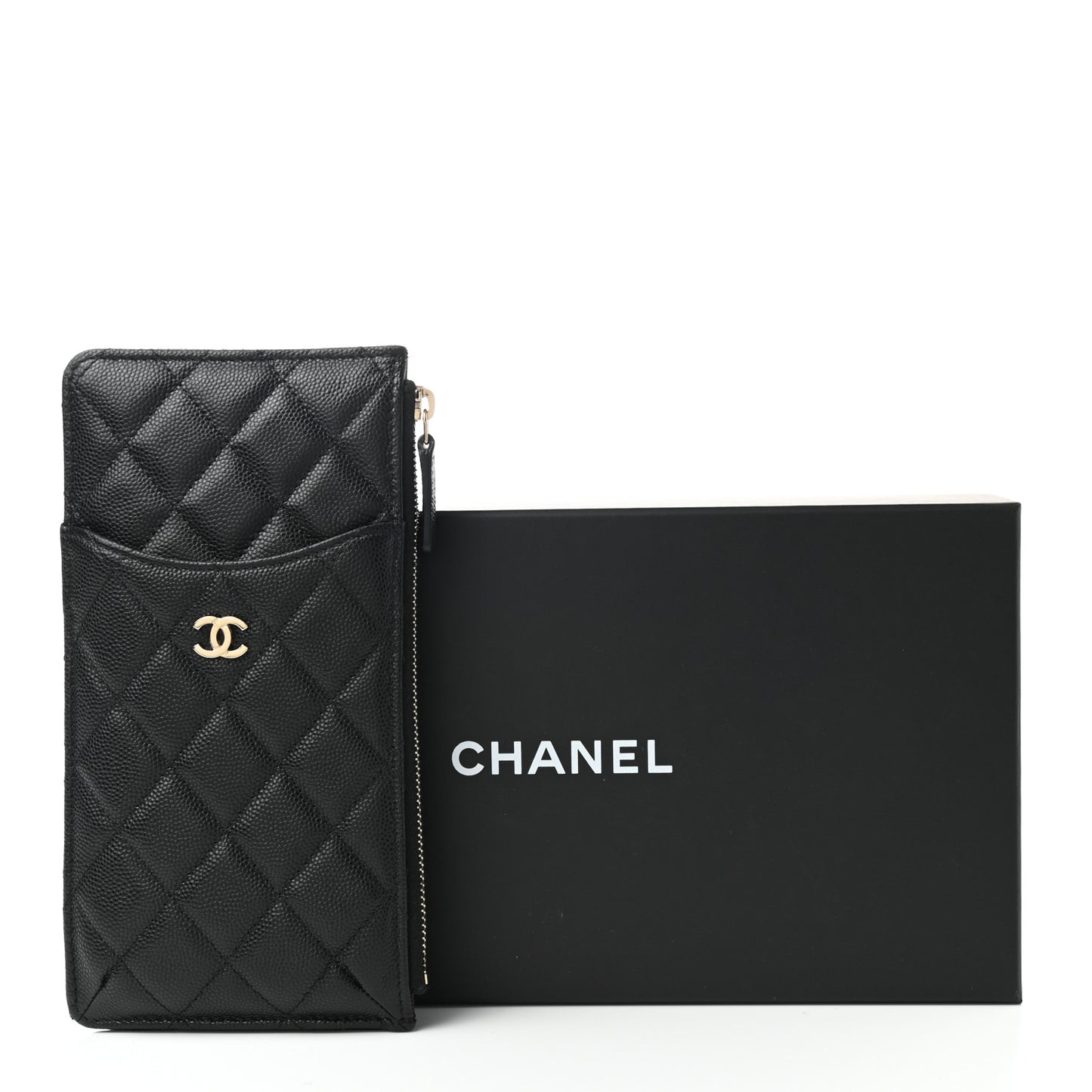 Caviar Quilted Classic Flat Wallet Pouch Black