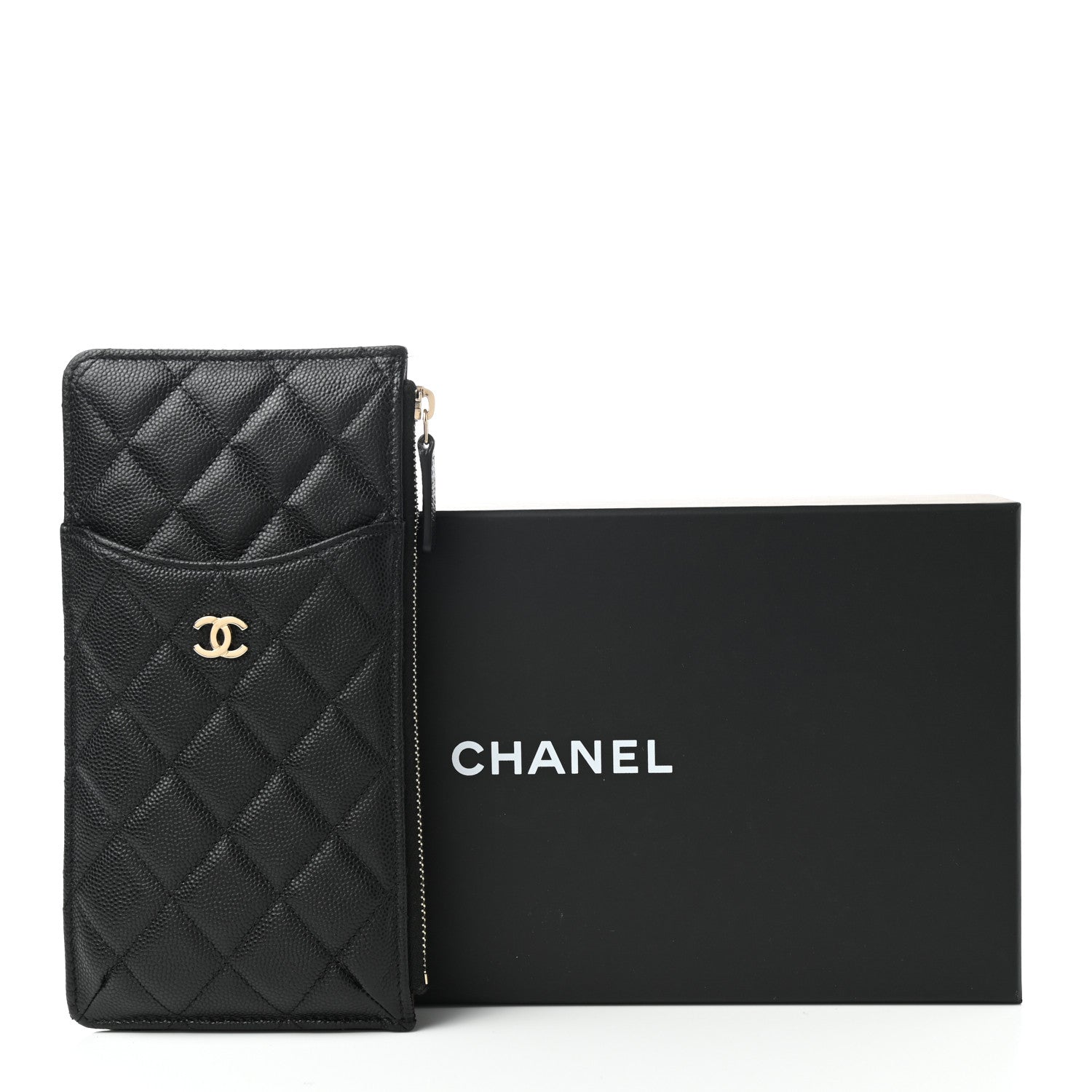 Chanel Caviar Quilted Classic Flat Wallet Pouch Black 8 of 8