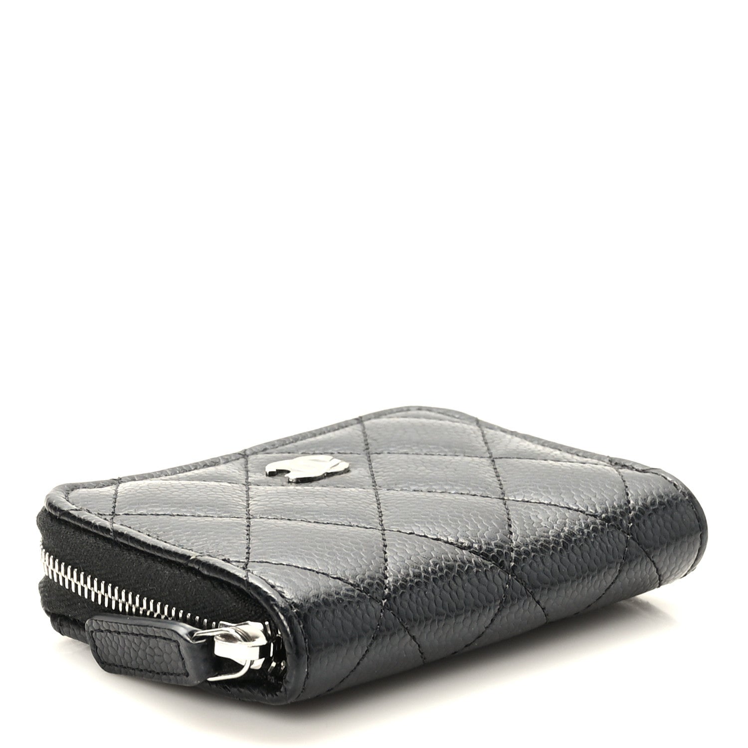 Chanel Caviar Quilted Zip Coin Purse Wallet Black 3 of 6