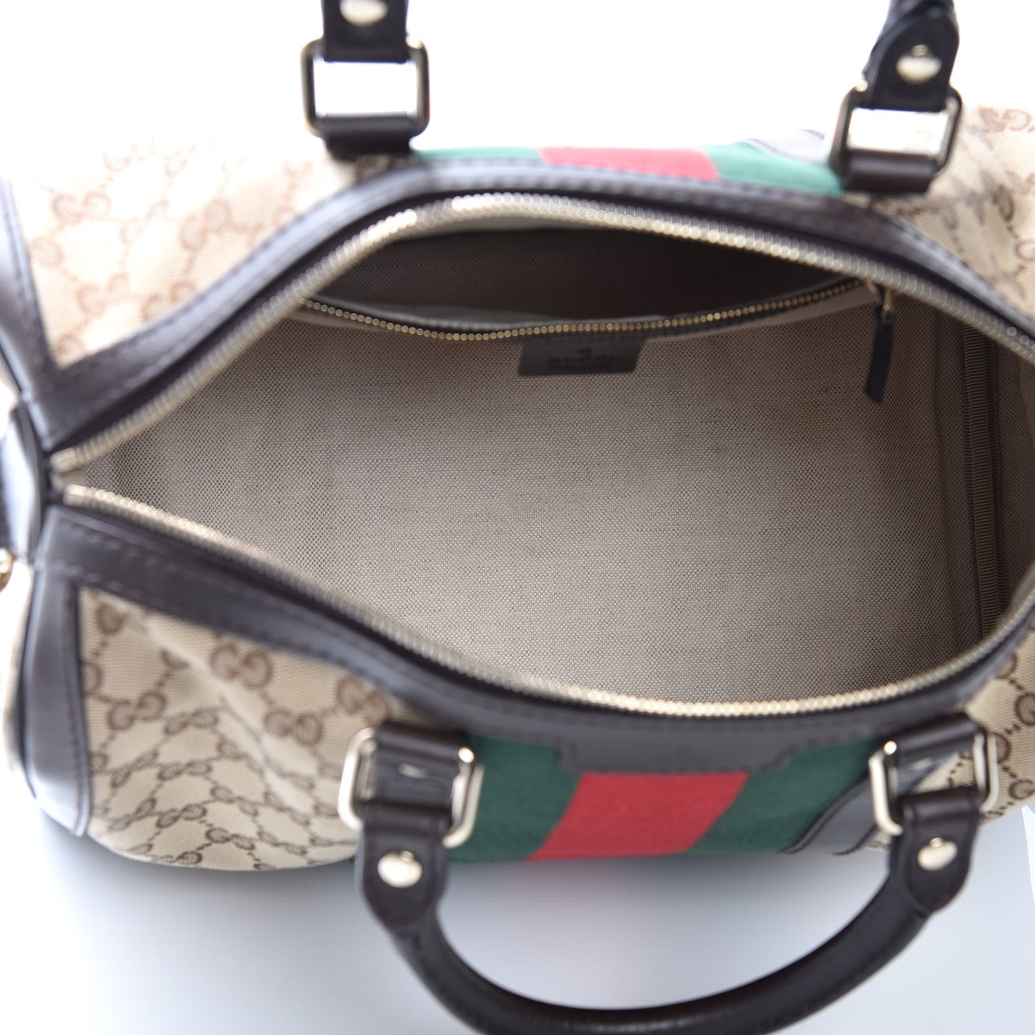 Gucci Monogram Vintage Web Medium Boston Dark Brown 5 of 13