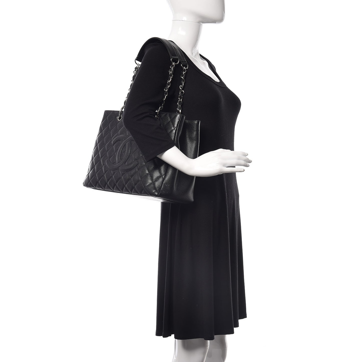 Caviar Quilted Grand Shopping Tote GST Black