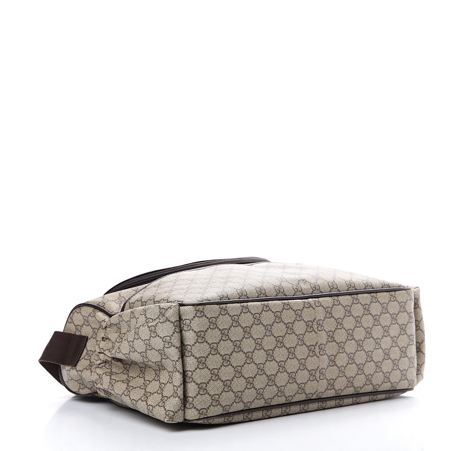 Gucci GG Supreme Monogram Selleria Calfskin Large Diaper Bag Beige Ebony Cocoa Dark Chocolate 4 of 12