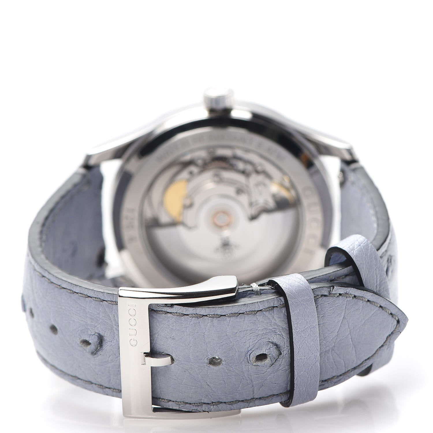 Gucci Stainless Steel Ostrich Blue Mother of Pearl 38mm G-Timeless Snake Automatic Watch 3 of 5