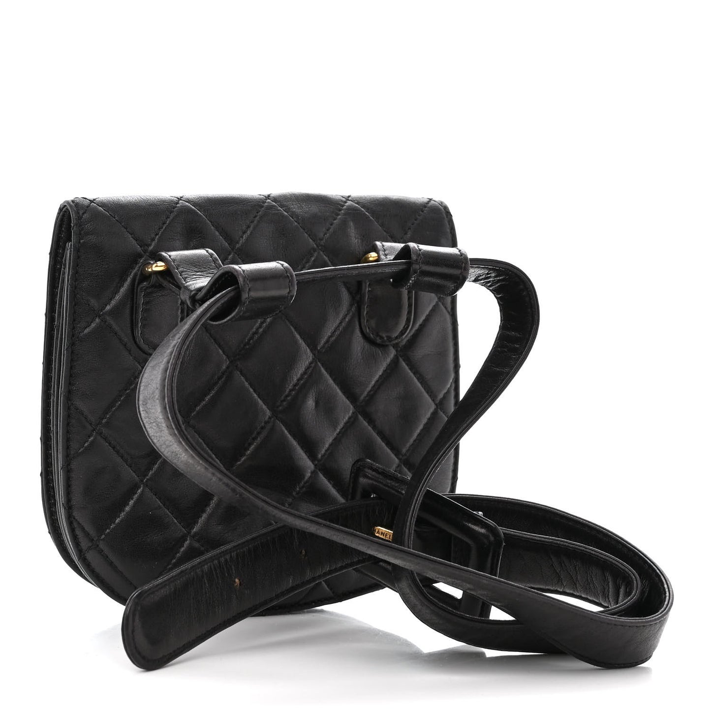 Lambskin Quilted Flap Waist Belt Bag 75 30 Black