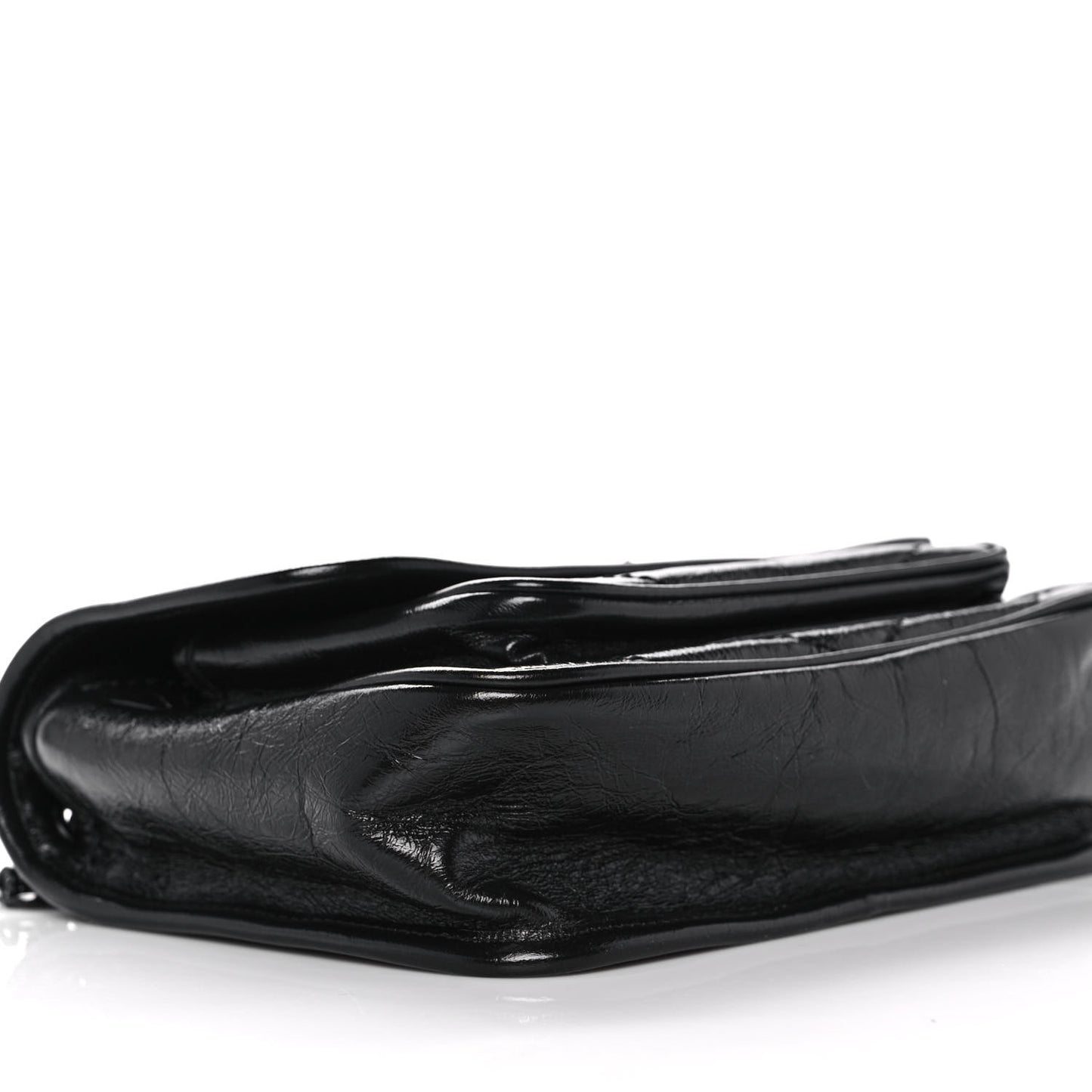 Crinkled Calfskin Matelasse Monogram Baby Niki Chain Satchel Black