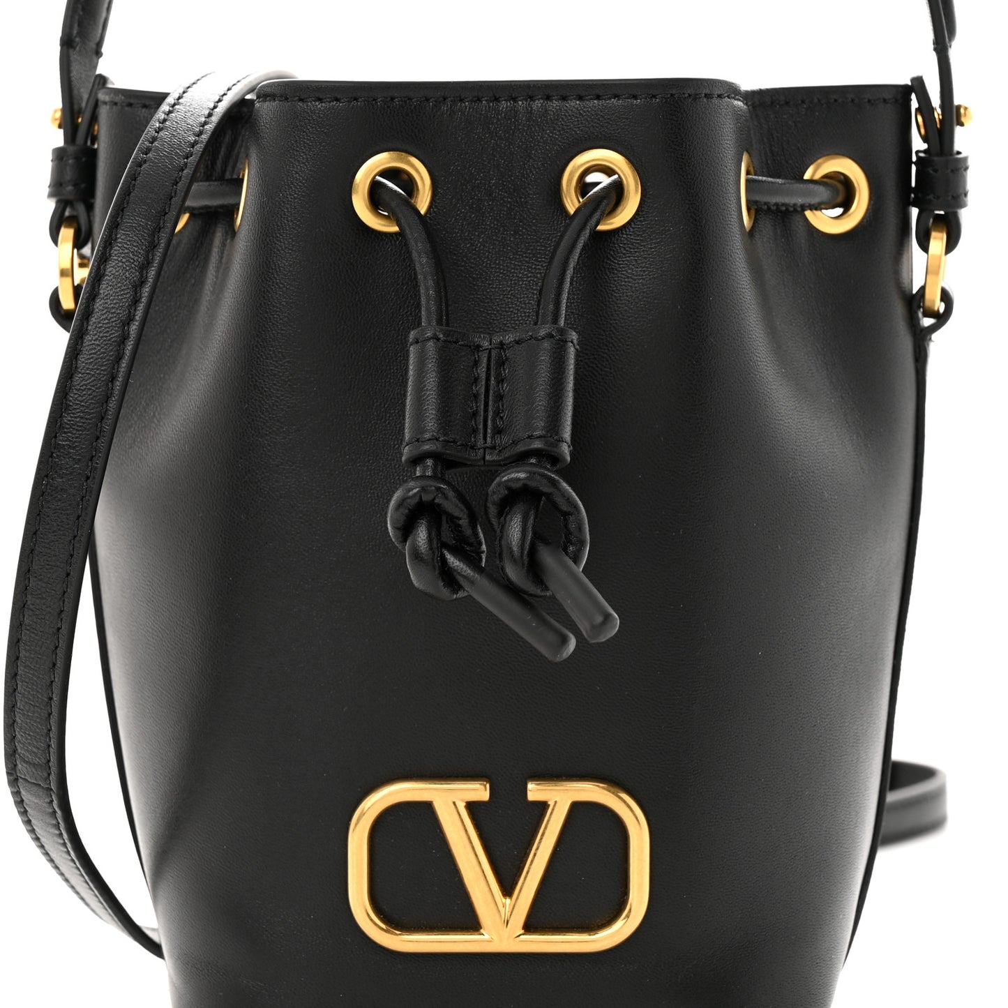 Nappa Mini VLogo Signature Bucket Bag Black